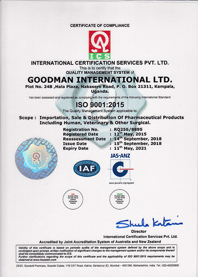 goodman certificate